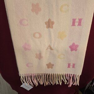 NWT - Coach OUTLET Wool Scarf - Cream, Pink, Tan - READ!